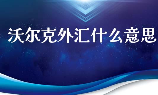 沃尔克外汇什么意思_https://wap.78312.cn_债券资讯_第1张