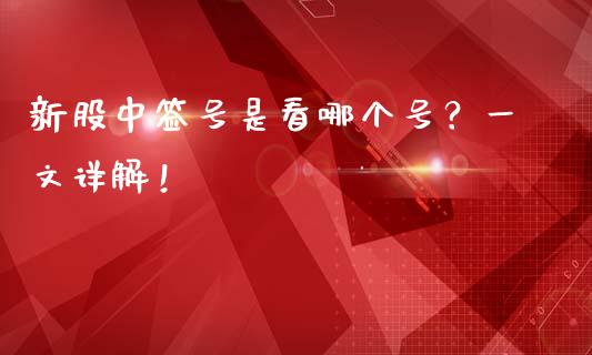 新股中签号是看哪个号？一文详解！_https://wap.78312.cn_金融监管_第1张