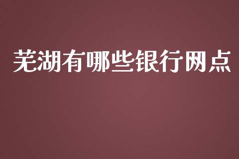 芜湖有哪些银行网点_https://wap.78312.cn_全球市场_第1张