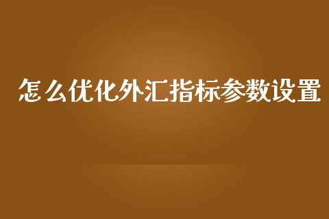 怎么优化外汇指标参数设置_https://wap.78312.cn_债券资讯_第1张