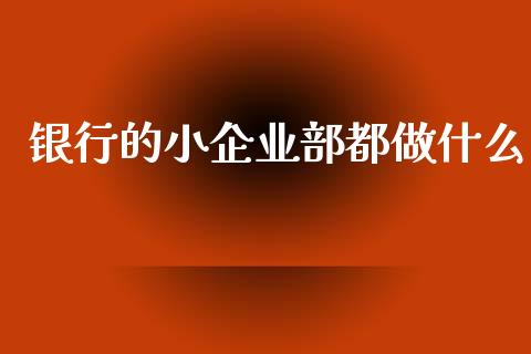 银行的小企业部都做什么_https://wap.78312.cn_财经新闻_第1张