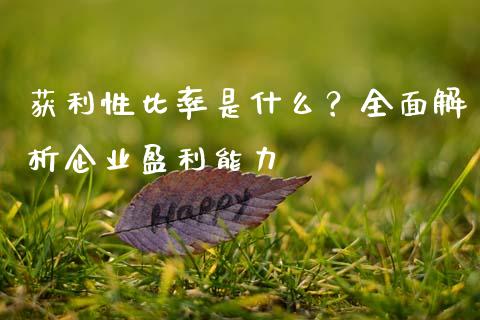 获利性比率是什么？全面解析企业盈利能力_https://wap.78312.cn_债券资讯_第1张