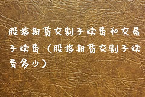 股指期货交割手续费和交易手续费（股指期货交割手续费多少）_https://wap.78312.cn_外汇交易_第1张
