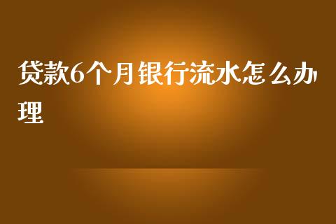贷款6个月银行流水怎么办理_https://wap.78312.cn_金融监管_第1张