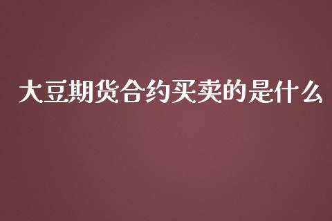 大豆期货合约买卖的是什么_https://wap.78312.cn_财经新闻_第1张