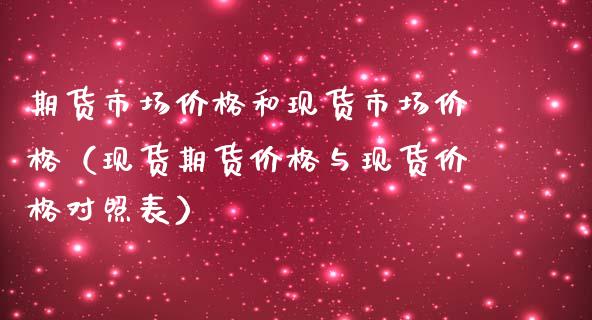 期货市场价格和现货市场价格（现货期货价格与现货价格对照表）_https://wap.78312.cn_外汇交易_第1张