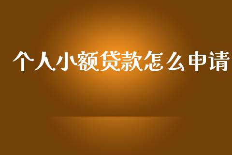 个人小额贷款怎么申请_https://wap.78312.cn_债券资讯_第1张