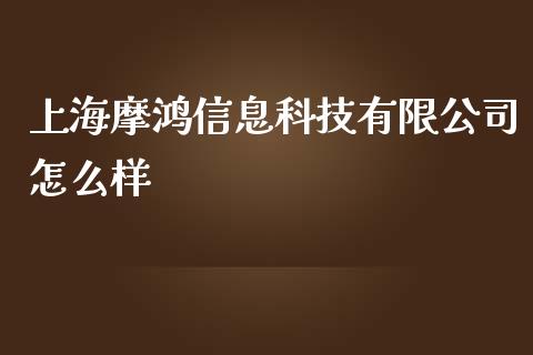 上海摩鸿信息科技有限公司怎么样_https://wap.78312.cn_财经新闻_第1张