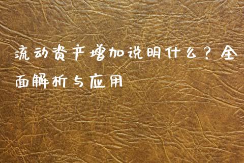 流动资产增加说明什么？全面解析与应用_https://wap.78312.cn_全球市场_第1张