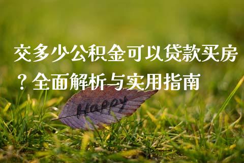 交多少公积金可以贷款买房？全面解析与实用指南_https://wap.78312.cn_金融监管_第1张