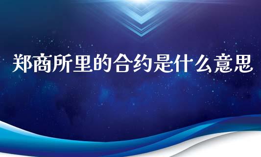 郑商所里的合约是什么意思_https://wap.78312.cn_债券资讯_第1张