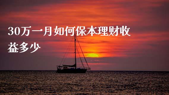 30万一月如何保本理财收益多少_https://wap.78312.cn_全球市场_第1张