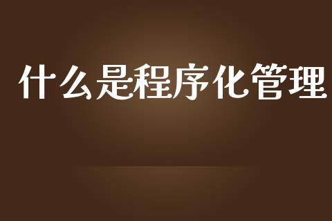 什么是程序化管理_https://wap.78312.cn_债券资讯_第1张