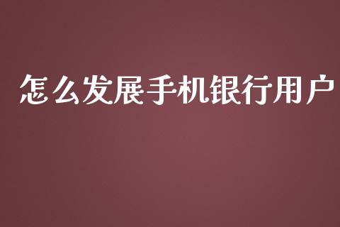 怎么发展手机银行用户_https://wap.78312.cn_期货开户_第1张