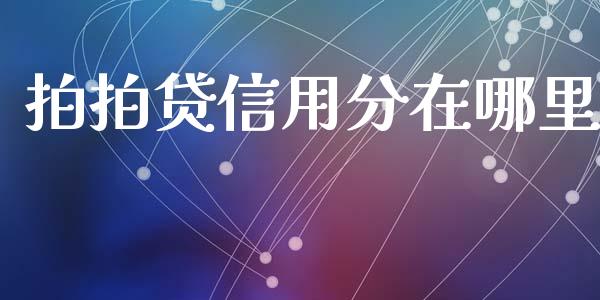 拍拍贷信用分在哪里_https://wap.78312.cn_财经新闻_第1张