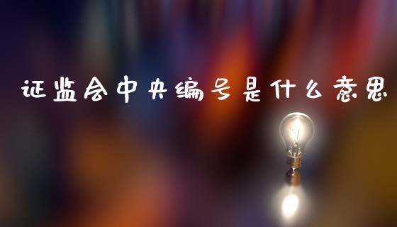 证监会中央编号是什么意思_https://wap.78312.cn_全球市场_第1张
