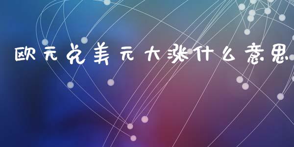 欧元兑美元大涨什么意思_https://wap.78312.cn_财经新闻_第1张