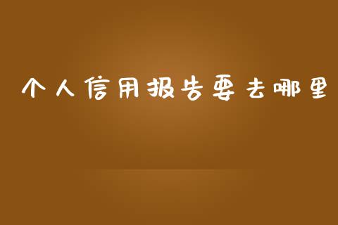 个人信用报告要去哪里_https://wap.78312.cn_外汇交易_第1张