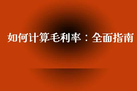 如何计算毛利率：全面指南_https://wap.78312.cn_财经新闻_第1张