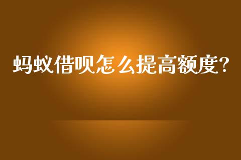 蚂蚁借呗怎么提高额度?_https://wap.78312.cn_金融监管_第1张