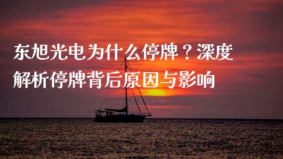 东旭光电为什么停牌？深度解析停牌背后原因与影响_https://wap.78312.cn_期货开户_第1张
