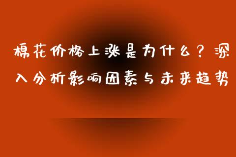 棉花价格上涨是为什么？深入分析影响因素与未来趋势_https://wap.78312.cn_期货开户_第1张