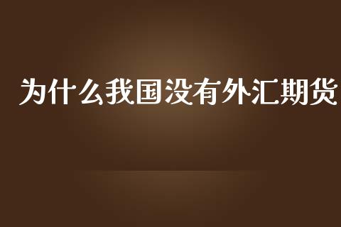 为什么我国没有外汇期货_https://wap.78312.cn_外汇交易_第1张
