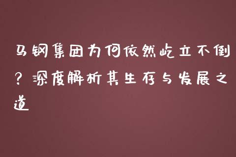 马钢集团为何依然屹立不倒？深度解析其生存与发展之道_https://wap.78312.cn_金融监管_第1张