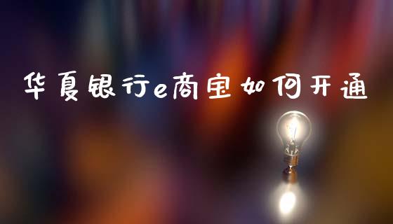 华夏银行e商宝如何开通_https://wap.78312.cn_期货开户_第1张