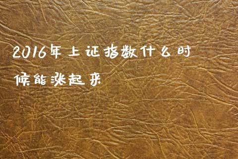 2016年上证指数什么时候能涨起来_https://wap.78312.cn_外汇交易_第1张