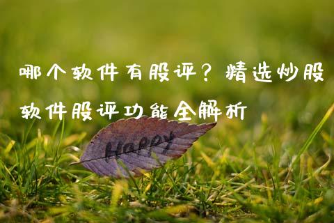 哪个软件有股评？精选炒股软件股评功能全解析_https://wap.78312.cn_债券资讯_第1张
