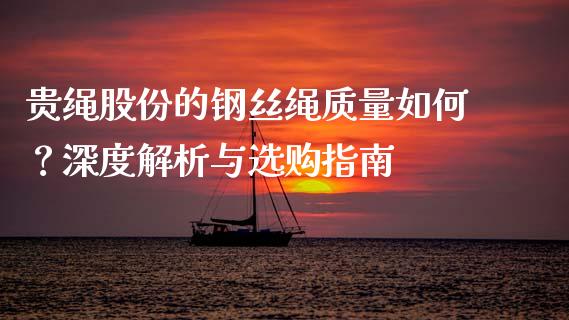 贵绳股份的钢丝绳质量如何？深度解析与选购指南_https://wap.78312.cn_金融监管_第1张