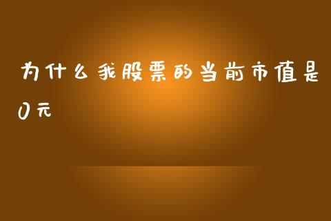 为什么我股票的当前市值是0元_https://wap.78312.cn_期货开户_第1张