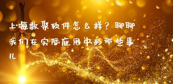 上海数聚软件怎么样？聊聊我们在实际应用中的那些事儿_https://wap.78312.cn_财经新闻_第1张