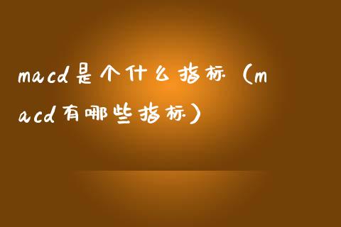 macd是个什么指标（macd有哪些指标）_https://wap.78312.cn_外汇交易_第1张