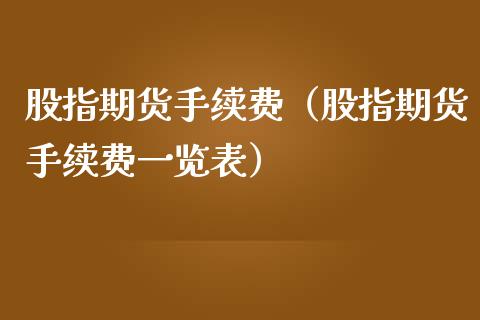 股指期货手续费（股指期货手续费一览表）_https://wap.78312.cn_金融监管_第1张