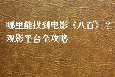 哪里能找到电影《八百》？观影平台全攻略_https://wap.78312.cn_期货开户_第1张