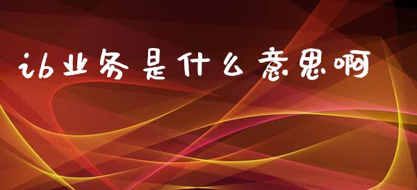 ib业务是什么意思啊_https://wap.78312.cn_债券资讯_第1张