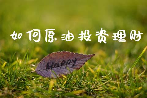 如何原油投资理财_https://wap.78312.cn_全球市场_第1张