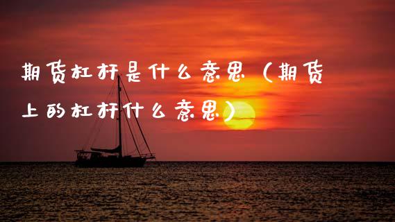 期货杠杆是什么意思（期货上的杠杆什么意思）_https://wap.78312.cn_期货开户_第1张