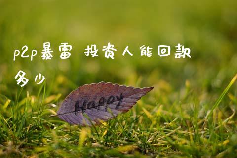 p2p暴雷 投资人能回款多少_https://wap.78312.cn_全球市场_第1张