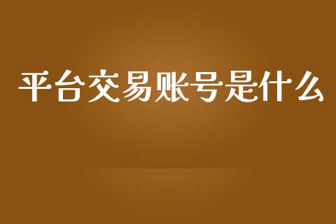 平台交易账号是什么_https://wap.78312.cn_全球市场_第1张