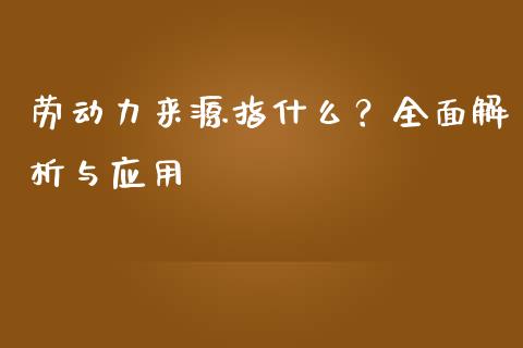 劳动力来源指什么？全面解析与应用_https://wap.78312.cn_金融监管_第1张