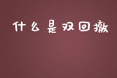 什么是双回撤_https://wap.78312.cn_财经新闻_第1张