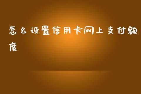 怎么设置信用卡网上支付额度_https://wap.78312.cn_金融监管_第1张