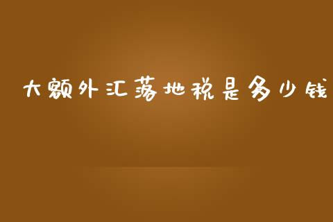 大额外汇落地税是多少钱_https://wap.78312.cn_全球市场_第1张
