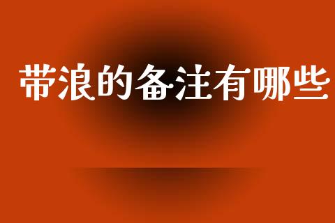带浪的备注有哪些_https://wap.78312.cn_外汇交易_第1张