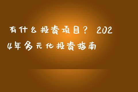有什么投资项目？ 2024年多元化投资指南_https://wap.78312.cn_全球市场_第1张