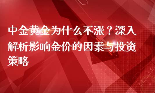 中金黄金为什么不涨?深入解析影响金价的因素与投资策略_财经新闻_第1张_期货开户_金融监管_外汇交易_债券资讯_全球市场_财经新闻 中金黄金为什么不涨?深入解析影响金价的因素与投资策略_https://wap.78312.cn_财经新闻_第1张