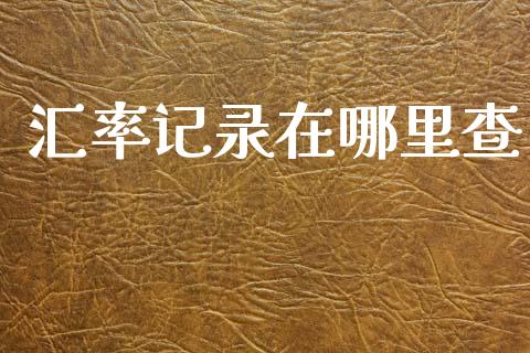 汇率记录在哪里查_https://wap.78312.cn_全球市场_第1张